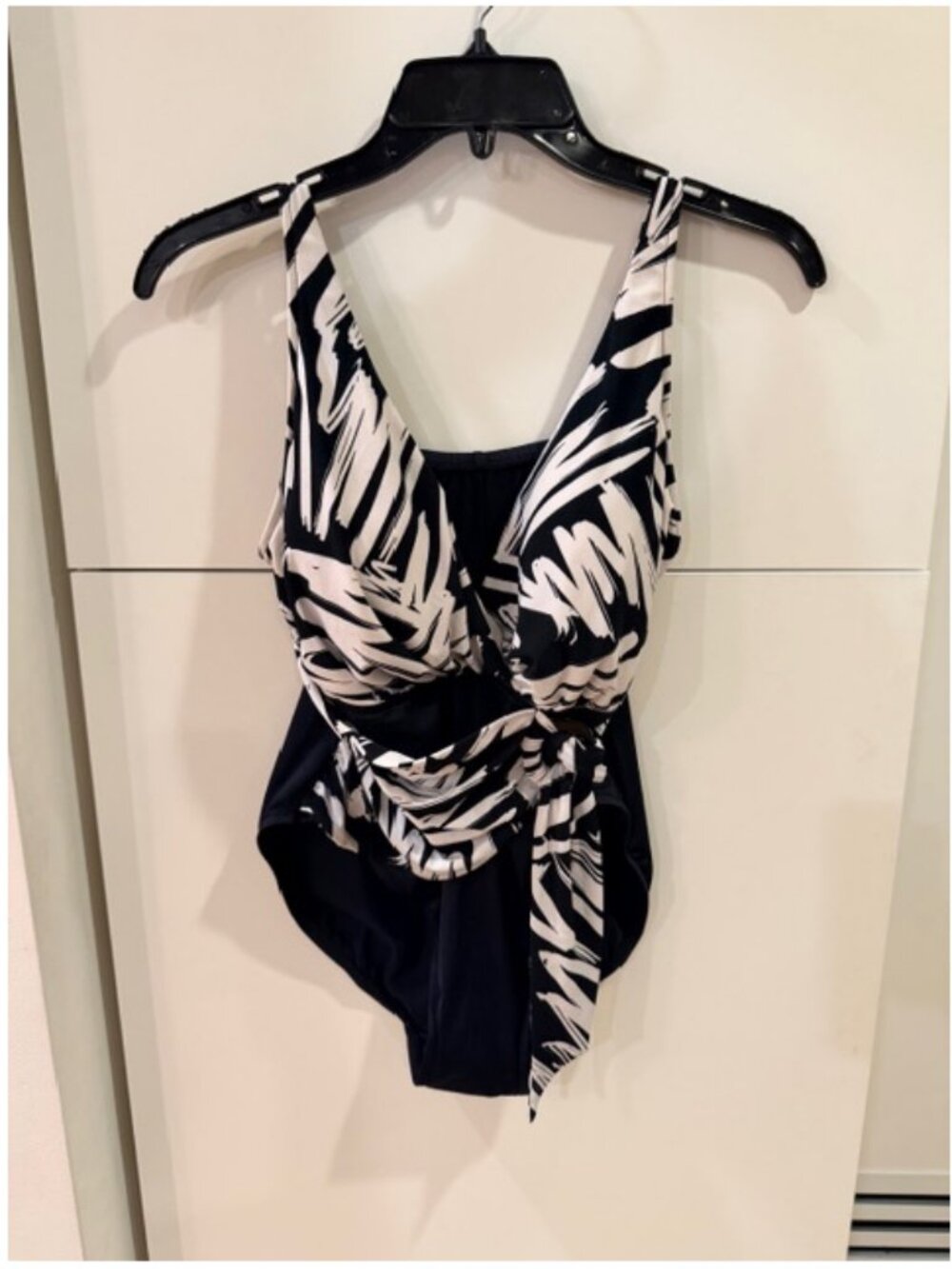 Magicsuit One-Piece Swimsuit Size 10 – Black & White, Ruched, Waist-Cinching